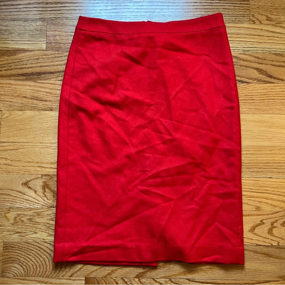 J. Crew the pencil skirt wool blend in red size 4